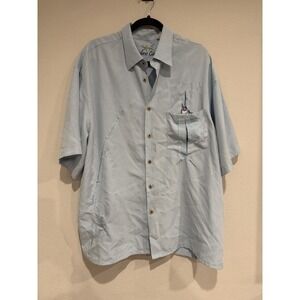 Bamboo Cay Resort Button Up Hawaiian Shirt Mens XL Blue Embroidered Marlin